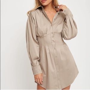 NWT Dynamite Poplin Shirt Dress in Moon Rock XSmall